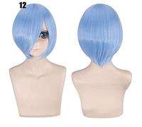 28 colores 30cm corto fiesta de disfraces cosplay peluca negro blanco púrpura azul amarillo fibra resistente al calor pelucas universales flequillo peluca 12