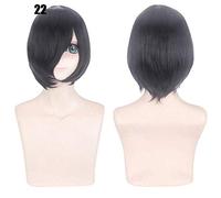 28 colores 30cm corto fiesta de disfraces cosplay peluca negro blanco púrpura azul amarillo fibra resistente al calor pelucas universales flequillo peluca 22
