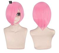 28 colores 30cm corto fiesta de disfraces cosplay peluca negro blanco púrpura azul amarillo fibra resistente al calor pelucas universales flequillo peluca 10