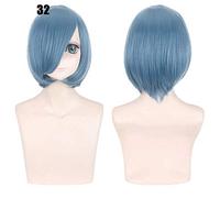 28 colores 30cm corto fiesta de disfraces cosplay peluca negro blanco púrpura azul amarillo fibra resistente al calor pelucas universales flequillo peluca 32