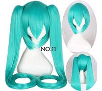 28 colores Vocaloid Hatsune Miku Peluca Black Rock Shooter Senbon Zakura Cosplay Peluca Larga y sintética Chip de pelo Cola de caballo + Peluca Cap Vocaloid Número 11