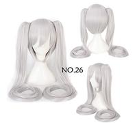 28 colores Vocaloid Hatsune Miku Peluca Black Rock Shooter Senbon Zakura Cosplay Peluca Larga y sintética Chip de pelo Cola de caballo + Peluca Cap Vocaloid Número 26