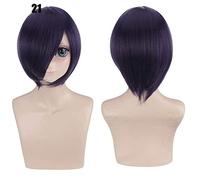 28 Colors 30cm Short Costume Party Cosplay Wig Black White Purple Blue Yellow Heat-resistant Fiber Universal Wigs Bangs Peluca 21