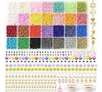 28 cores 3 mm missangas para fazer pulseiras, 8901 peças bolinhas para fazer pulseiras, contas para pulseiras, contas de cores com 501 peças missangas letras sorridentes pendentes de encantos
