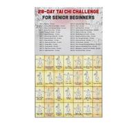 28 Day Tai Chi Challenge Poster Seniors Balance Exercises Workout Chart Step by Step Guide Canvas Wall Art(Framed,08x12inch(20x30cm))