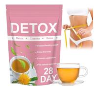 28 Días Detox Tea, Detox Tea Natural con Contiene té Oolong y Extracto de Melocotón, Ingredientes Naturales, Estimula el Metabolismo(Rosa-28)