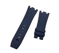 28 mm Negro Azul 15703 Naturaleza Goma Silicona Reloj Reloj Reloj Reloj Banda de correa Ajuste for AP Mira a Audemars y Piguet Belt Logo Herramientas ( Color : Dark Blue , Size : With gold buckle )
