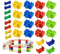 28 Pcs Conector De Pista De Juguete De Madera, Piezas De Conector para Hacer, Conectores De Vía, Hacer Vías Tren Madera Juguete para Niños De 3 A 7 Años