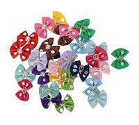 28 Pcs Dog Bowknots Cute Pet Headdress with Rubber Bands, Pet Grooming Bowknots for Small Dogs Cats Horses Dolls, Assorted Colors and Styles Polyester Hair Bows for Daily Wear and