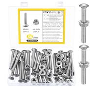28 Pcs Pernos de Carruaje M8 x 60 mm, Tornillos de Cabeza Redonda con Tuercas, Tornillo Perno de Redonda y Tuercas de Brida de Acero Inox, Tornillos de Cabeza Plana de Cuello Cuadrado