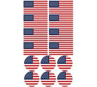 28 Pegatinas Bandera de USA. Stickers Forma Redonda para Coche, Moto, Bicicleta y Casco. Resistentes al Agua y al Sol. Uso Exterior