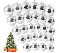 28 Piezas Bola Discoteca, Bolas de Espejo Colgantes Plateadas, Disco Ball Bola de Discoteca,Es Adecuado para La Decoración Ael árbol de Navidad, Fiesta Disco, Decoración del Hogar, (2/3/4/5cm)
