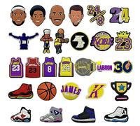28 piezas de adornos de zapatos de la NBA, adornos de zapatos con estampado de cocodrilo, decoraciones de bricolaje, favores de fiesta, para zapatos de playa, zuecos (28 estilos)