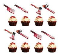 28 piezas de cuchillo sangriento cupcake decoración Halloween pastel | Sierras de cadena sangrientas, hachas, decoraciones de pastel de cuchillo,Halloween sangriento cumpleaños boda cupcake