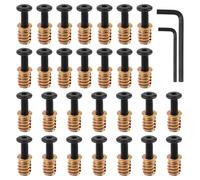 28 piezas de inserción roscada de madera, tornillos, tornillos de cabeza plana, tuercas roscadas, conectores de pernos de madera, M6 x 20 mm, con llave Allen, para conexiones de muebles de madera