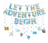 28 Piezas Decoraciones para Fiestas Bon Voyage | Banderine de Mapa Mundial Bandera, Adventure Begin Banner Bandera para Graduación Temáticas de Viaje de Despedida para Fiesta