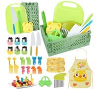 28 Piezas Juego de Cuchillos para Niños, Utensilios Cocina Niños con Cortadores de Verduras, Cortador Ondulado, Tabla de Cortar y Caja de Almacenamiento Plegable, Facas para Crianças para Niño y Niña
