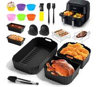 28 Piezas Molde Silicona Freidora de Aire para Philips Dual Basket Air Fryer Serie 1000 7.1L, Reutilizable Caliente Air Fryer Accesorios Para Philips Dual Basket NA154/00, Recipiente Air Fryer