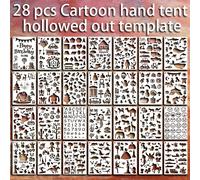 28 Plantillas Reutilizables para Diseños a , Ideales para Proyectos en Papel, Ropa, Muebles, , Lienzos de Tela, Paredes, Pisos, Adornos, Puertas y Ventanas de Vidrio, , Madera, Azulejos