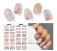 28 tiras de gel semiendurecido para uñas, pegatinas de uñas de gel de calidad de salón de belleza, tiras de esmalte de uñas duraderas para mujeres, niñas, niños（adoquín）