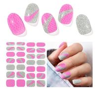 28 tiras de gel semiendurecido para uñas, pegatinas de uñas de gel de calidad de salón de belleza, tiras de esmalte de uñas duraderas para mujeres, niñas, niños（locura）