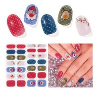 28 tiras de gel semiendurecido para uñas, pegatinas de uñas de gel de calidad de salón de belleza, tiras de esmalte de uñas duraderas para mujeres, niñas, niños（Papá Noel）