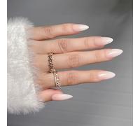 28 Uds Simple Artificial Uñas Graduados Prensa Uñas Almendras Palillo En Uñas Brillante Falsas Uñas Para Fiesta