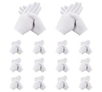 28 unidades (14 pares) guantes de algodón blanco para manos secas, hidratantes, cosméticos, eccemas, spa y joyas de monedas, inspección, manoplas para servir