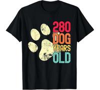 280 Dog Years Old Funny Dog Lovers 40th Birthday tee Gift Unisex T-Shirt Black XXL