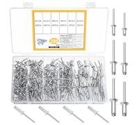 280 PcsRemaches Aluminio, Remaches Ciegos de Aluminio con Brida Grande, Remaches de Aluminio con Cabeza Ancha para barcos, coches, muebles(M3,2 x 6/10mm, M4 x 10/12mm, M4,8 x 12mm)