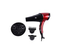 2800W secador de pelo iónico negativo profesional con 2 velocidades y 3 calor ajuste salón secador de soplo con boquilla AC motor Seca Rápidamente para la familia y un salón de belleza,Rojo
