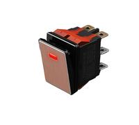 2822-3 Gear with Red/Green/Blue Light Waterproof KCD6 Rocker Aluminum Brushed Panel High-Gloss Edge Metal Boat Switch(R-(Golden P) 2-Speed,9-24V) Controls Switches