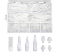 288 moldes de uñas de cristal, 4 estilos de combinación de uñas, herramientas de extensión de uñas, formas de uñas transparentes con lámina de silicona y escala