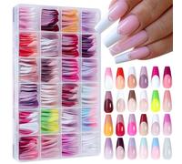 288 uñas artificiales elegantes de cobertura completa con acabado brillante con caja de almacenamiento para un fácil acceso a las puntas de las uñas