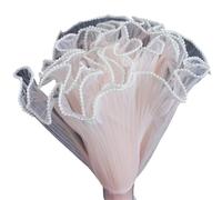 28cm 5Yards Flower Wrapping Mesh Paper Pearl Wave Yarn Bouquet Packaging Wedding Party Decor Gift(Champagne(pearl))