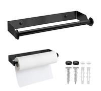 28CM Portarrollos Papel Cocina en Acero Inoxidable, Soporte Rollo Papel Cocina, Porta Rollos de Papel Cocina, Colgador Papel Cocina - Negro