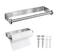 28CM Portarrollos Papel Cocina en Acero Inoxidable, Soporte Rollo Papel Cocina, Porta Rollos de Papel Cocina, Colgador Papel Cocina - Plateado