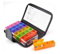 28Grids PU Leather Pill Case Portable 7 Days Weekly Pill Box for Purse with Storage Bag Notebook Pill Organizer Container