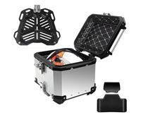 28L 45L 55L 65L 100L Motocicleta Topcase Caja De Almacenamiento Universal Para Equipaje Trasero Maleta Impermeable De Moto Equipaje De Aluminio Baúl Para Casco Con Respaldo ( Color : Silver , Size : 4