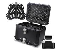 28L 45L 55L 65L 100L Motocicleta Topcase Caja De Almacenamiento Universal Para Equipaje Trasero Maleta Impermeable De Moto Equipaje De Aluminio Baúl Para Casco Con Respaldo ( Color : Black , Size : 36