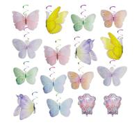 28Pcs Amuletos De Mariposa, 2Pcs Globos, Accesorios De Mariposa De Decoración De Fiesta, Amuletos De Mariposa Colgantes, Decoraciones De Cumpleaños De Mariposa