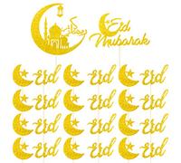 28pcs Eid Mubarak Decoración de Tartas Dorado con Purpurina Cake Toppers Adorno Pasteles Luna Estrella Decorativo Cupcake Toppers Eid Musulmán Islam Festival Ramadán Eid Al-Fitr Eid al-Adha
