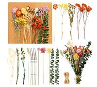 28pcs Flores Secas, 28-30cm Flores Secas Naturales con Cuerda, Flores Secas Mezcladas Manualidades, Conjunto de Flores Secas para DIY Decoración Tarjetas Álbum Recorte Velas Manualidades