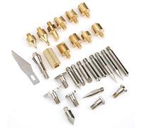 28pcs Puntas de pluma de leña de madera Herramienta de artesanía de pirograbado Soldadura Cobre + Puntas de hierro