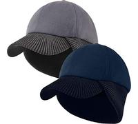 29 IYEBRAO 2 Piezas Gorra de Béisbol de Invierno con Orejeras para Hombre Mujer Unisex, Gorra de Lana Caliente Completa con Protección para las Orejas, Gorra al Aire Libre con Visera, Gorra Deportiva