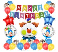 29 Piezas Globos de Carnaval de Circo Globos Grandes de Happy Birthday de Papel de Aluminio Kit de Guirnalda Arco de Globo de Circo Globo de Látex de Lentejuelas Rojo Amarillo Azul