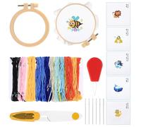 29 Piezas Kit Bordado Principiantes, Kit de Bordado, Kit Iniciacion Bordado, Kit Bordado Punto de Cruz Principiantes, Bordar Kit Principiantes, con Marco de Bordado, 13 Colores Hilos de Bordar