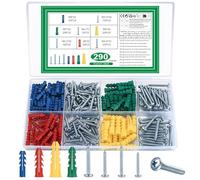 290 Piezas Juego de Tacos Pladur y Tonillos, Tacos de Pared y Tornillos, Tacos de Plástico y Tornillos Autorroscantes para Madera, Paneles de Yeso, Concreto, Hormigón Ladrillo