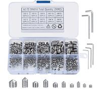 290 Piezas Tornillos Prisioneros de Cabeza Hexagonal, M3/M4/M5/M6/M8 Tornillos Cónicos, Tornillos Varilla Roscada con Hexágono Interior para Manijas de Puertas, con 5 Llave Allen