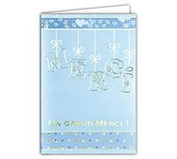 29804-A - Tarjeta de agradecimiento para niño con corazones y lunares, diseño de lunares, color azul